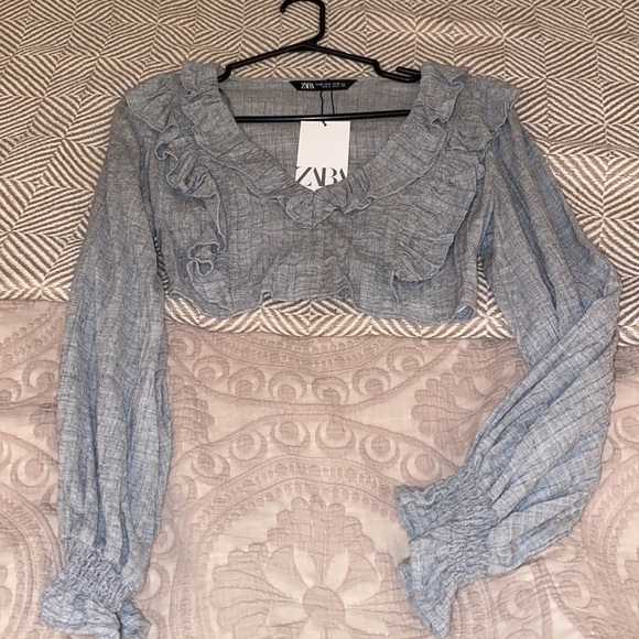 GREY ZARA LONG SLEEVES TOP - Picture 1 of 7